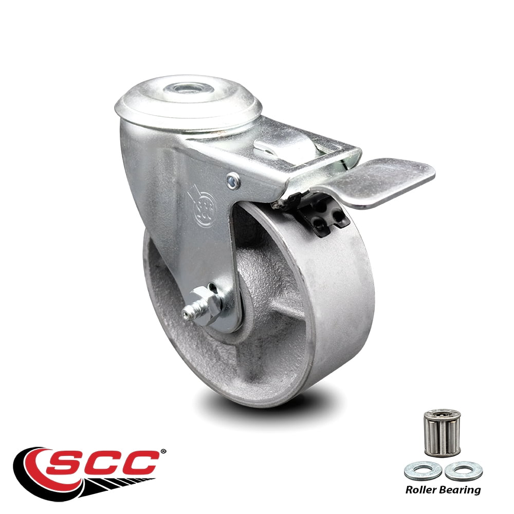 4 Inch Semi Steel Wheel Bolt Hole Caster with Total Lock Brake Service Caster