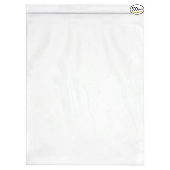 Large 13 x 15, 2 Mil Resealable Zipper Jumbo Size Plastic 2-Gallon Storage Bags (500 Pack)