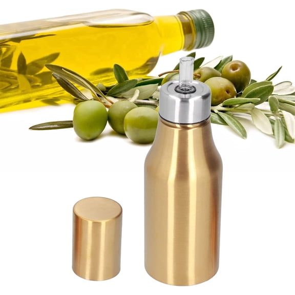 Stainless Steel Olive Oil Dispenser, 500ML 17oz Oil Bottle Leak Proof Large Storage Container Dust Proof Kitchen Olive Decanter for Salad and Kitchen Cooking