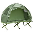thumbnail image 3 of 76-inch, capacity 225 LBOOtsunny Single camping and hiking green folding tent bed, 3 of 10