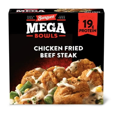 Banquet Mega Bowls Chicken Fried Beef Steak, Frozen Meal, 14 oz (Frozen)