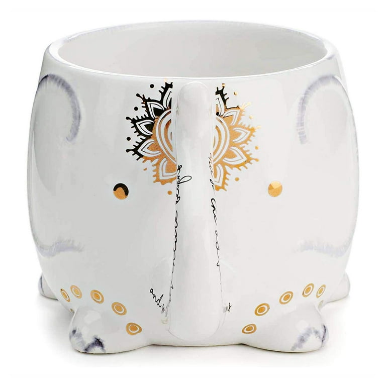 Votum Large Cute Handmade Elephant Mug - White Ceramic Coffee Cup