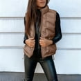 thumbnail image 4 of Women's Sleeveless Vest Jacket, Solid Color Cotton Zip Front Top, Casual Short Length Tank Style Outerwear, Lightweight Layering Piece, Comfortable Vest with Pocket Coffee XL, 4 of 6