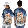 thumbnail image 5 of Hello Winter Pomeranian Welcome Snowy Night Watercolor Vintage All Over Print 3D Baseball Shirt Pom Dog Lover Gifts Softball Sport - 01011, 5 of 6