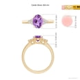 thumbnail image 4 of ANGARA Natural Solitaire 1.15 ct Amethyst Ring with Trio Diamond Accents in 14K Yellow Gold for Women (Size-8x6mm) | February Birthstone, Anniversary, Jewelry Gift for Women | Natural Amethyst Ring, 4 of 9