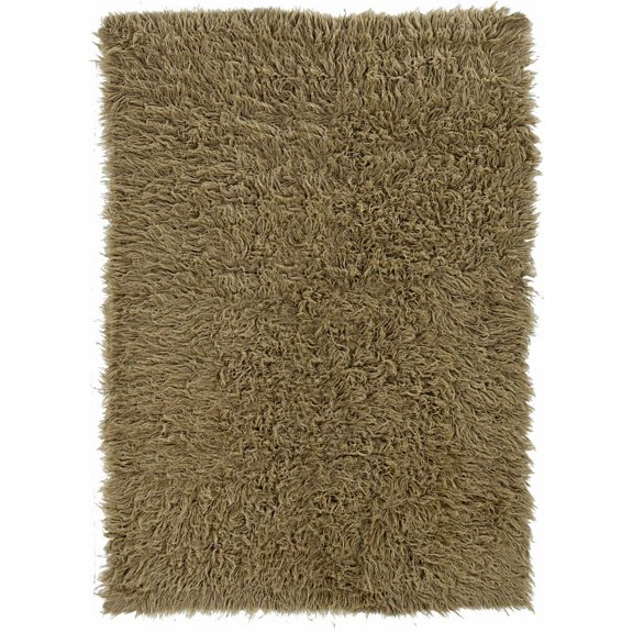 Linon 3A Flokati Hand Woven Wool 108" x 144" Rug in Mushroom Brown