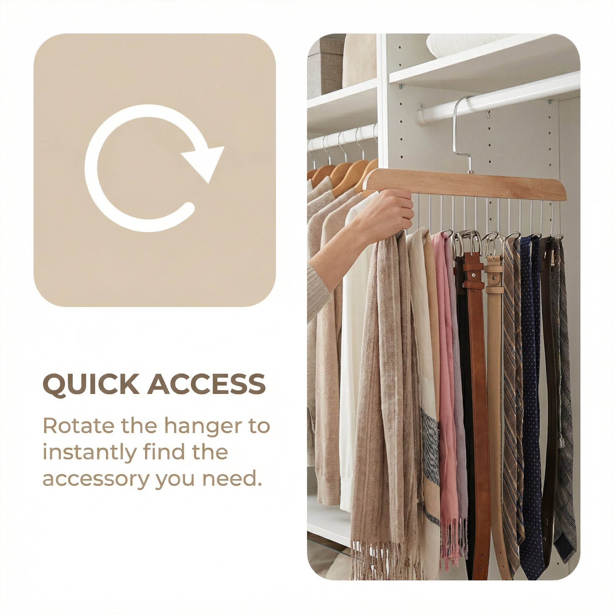 Unique Bargains 2Pcs Wood Tank Top Hanger With 8 Hooks Natural