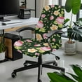 thumbnail image 2 of ZIATUBLES Office Chair Cover Soft Washable Desk Computer Chair Slipcover Stretch Spandex Fabric Rotating Chair Removable Chair Protector Cover with Snap Button, L, Floral Green, 2 of 7