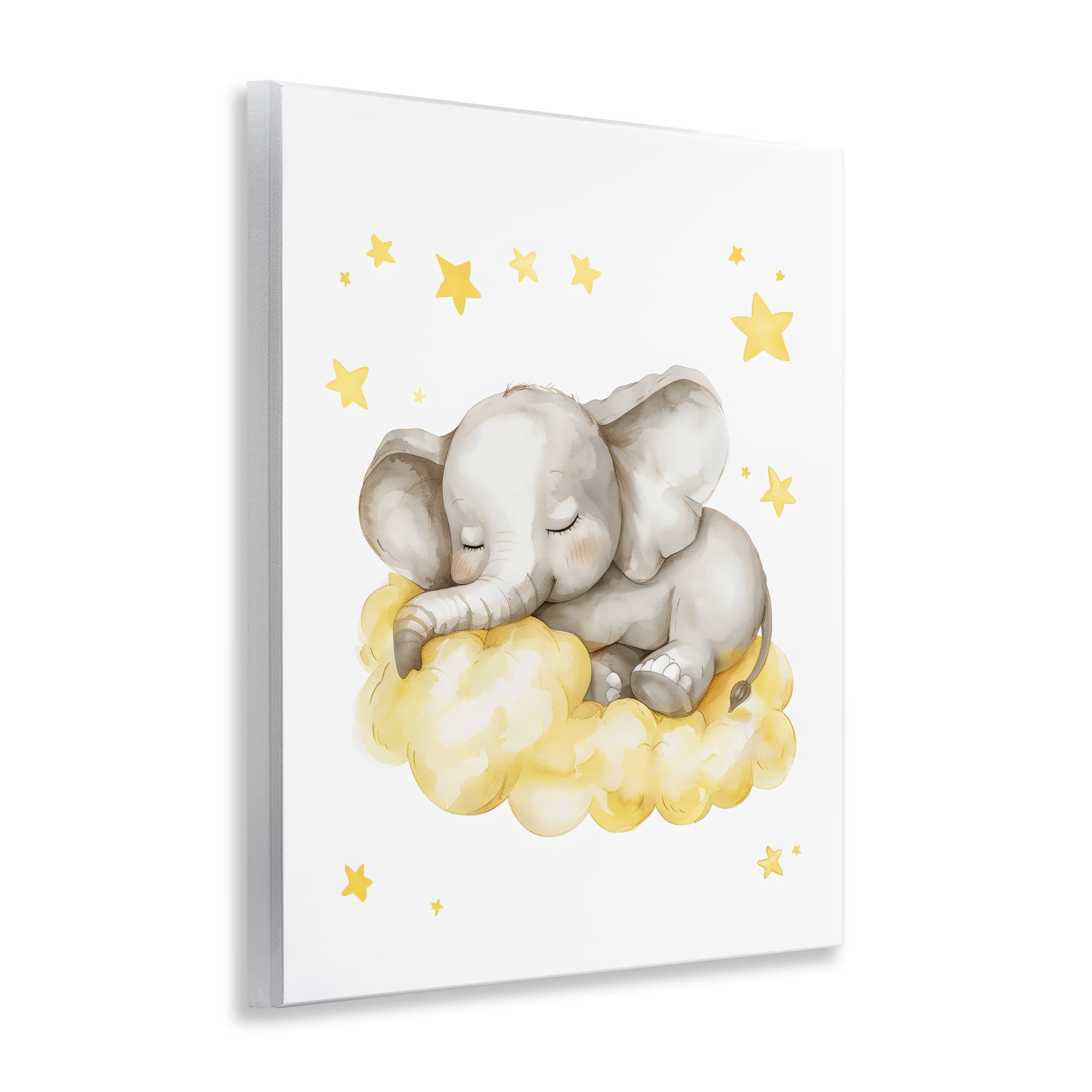 Stupell Industries Sleeping Elephant on Yellow Cloud Wall Plaque Art, design by LSR Design Studio