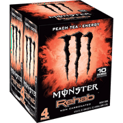 Monster Energy Rehab Peach Tea Drink, 15.5 Fl Oz, 4 Count