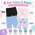 thumbnail image 6 of Girls 4 Pack Bike Shorts Stretchy, Soft High Waist Athletic Shorts for Kids with Fun Prints Colors Ideal for Dance, Play, Biking, or Everyday Wear (Sizes 4-14), 6 of 7