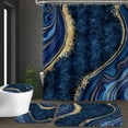 thumbnail image 3 of 4PCS Teal Blue Gold Marble Bathroom Sets with Shower Curtain and Rugs, Abstract Gold Shower Curtain Sets with Rugs for Bathroom, Modern Bathroom Curtains Shower Set Accessories, 3 of 6