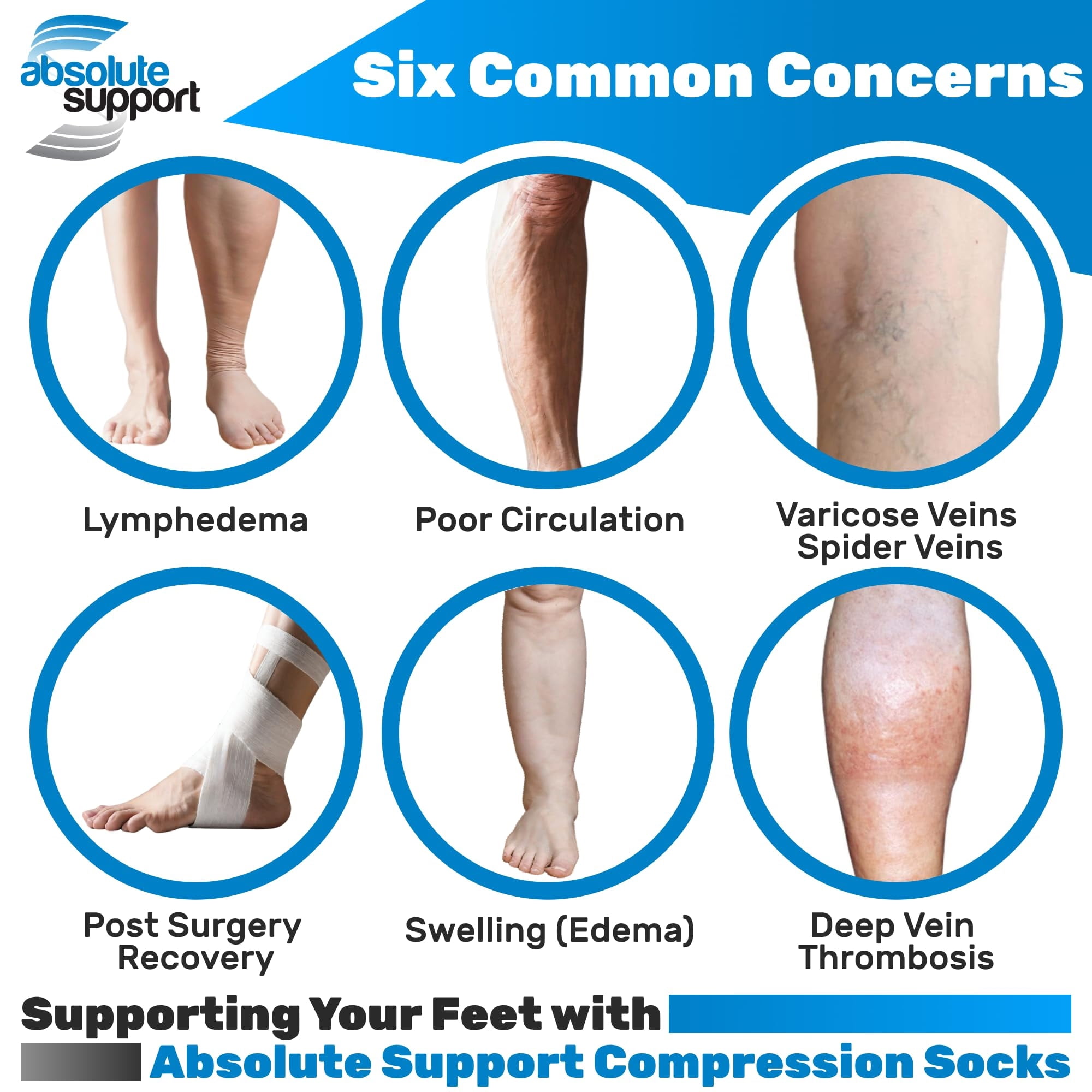 Plus Size Unisex Compression Stockings 15-20mmHg - by Absolute Support - Black, 2X-Large