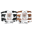 thumbnail image 1 of Gambling Utensils Pattern Playing Cards Bracelet Hand Strap Leather Rope Wristband Double Set, 1 of 3