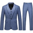 thumbnail image 1 of nipocaio Men's 3 Piece Suits Slim Fit Tweed Suit Plaid Slim Fit Mens Suits One Button Suit Tuxedo Set (Light Blue, L), 1 of 5