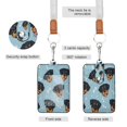 thumbnail image 2 of PU Leather Badge Holder ID Badge Holder with Lanyard for Cards & Credentials Cartoon Dog Faces and Bones, 2 of 6