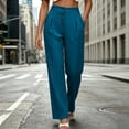 thumbnail image 6 of SAWOBUUN Women Wide Leg Pants High Waisted Front Button Straight Leg Dress Pants Pleated Work Slacks for Office Business Casual, 6 of 6