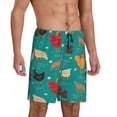 thumbnail image 2 of Pofeuu Cute Hens And Rooster Print Men's Soft Woven Elastic Waistband Sleep Pajama Short-Small, 2 of 6