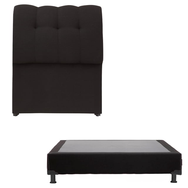Box Base Cama Individual + Cabecera Nube Negro