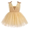 thumbnail image 2 of IBTOM CASTLE Toddler Baby Girls Tutu Dress Sleeveless V Neck Sparkle Sequins Glitters Princess Tulle Casual Birthday Party Dress 18-24 Months Champagne, 2 of 8