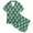 Green, variant on Big Girls Cute Pajama Set 2 Piece Rainbow Pattern And Pattern Printed Short Sleeve Button Down Shorts Outfits Summer Sleepwear Soft Kids Loungewear Size 12-13T