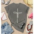thumbnail image 3 of S4E Women's Jesus Cross Religious T-Shirt Large Charcoal, 3 of 4