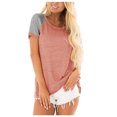 thumbnail image 2 of Teissuly Fashion Women's Summer Round Neck Colorblock Short Sleeve Pullover T-Shirt, 2 of 8