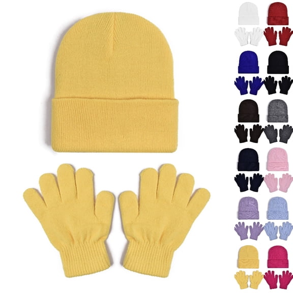 Bmisegm Winter Hats for Kids Soft Hat with Mittens Boys Girls Toddler Cold Weather Lined Cap Set