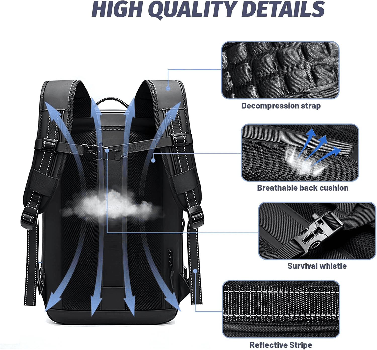 Airpack Expandable Backpack Vacuum with Pump, Anti-Theft Lock, and Compression Bag, Vacpack for Men and Women