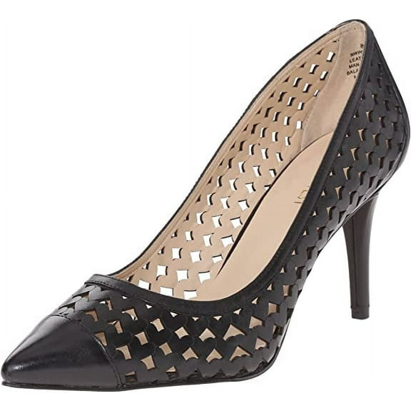 NINE WEST Women's Porcupine Dress Pump, Black Leather, 10 M US New