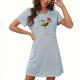 thumbnail image 1 of Camisón corto navideño para mujer, talla grande, cuello redondo, manga corta, estampado en el pecho, vestido de noche para mujer, 1 of 3