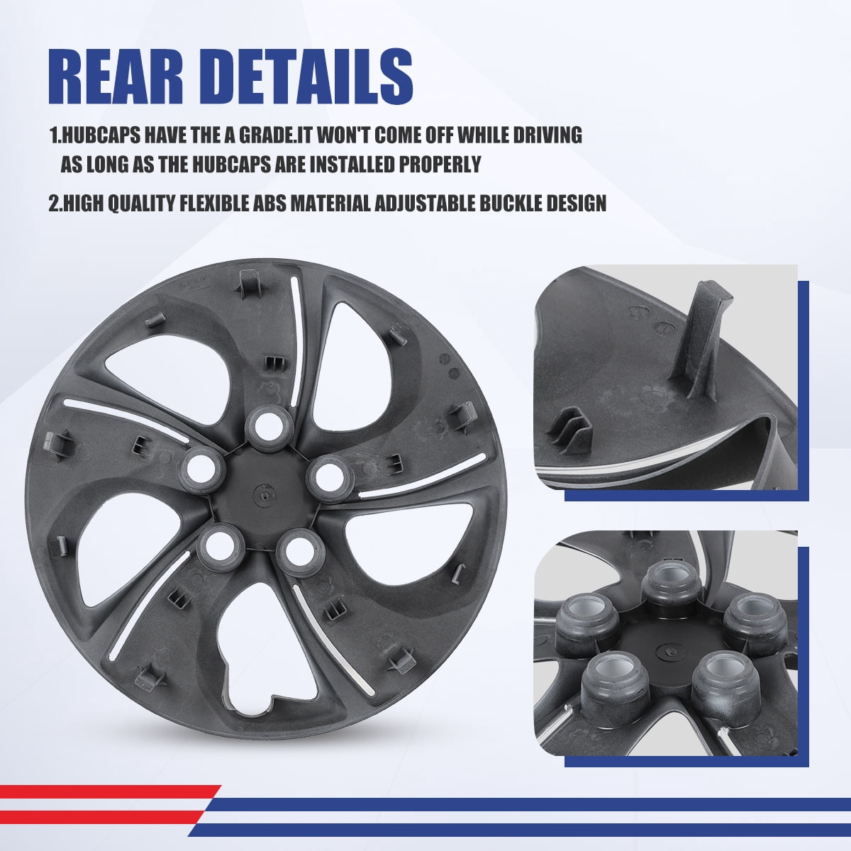 15 inch Set of 4 Hubcaps for Honda Civic Sedan 2013-2015,Wheel Rim Cover for Honda Civic Coupe 2013,Only Fit Iron Hub - Steel Wheel,Bolt on Installation,White Lacquer & Black Lacquer