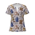 thumbnail image 4 of Wukai Antique Vintage Teapot Coffee Grinder Casual V-Neck Graphic Tees for Women: Lightweight and Breathable Summer Tops with Stylish Design-Small, 4 of 8