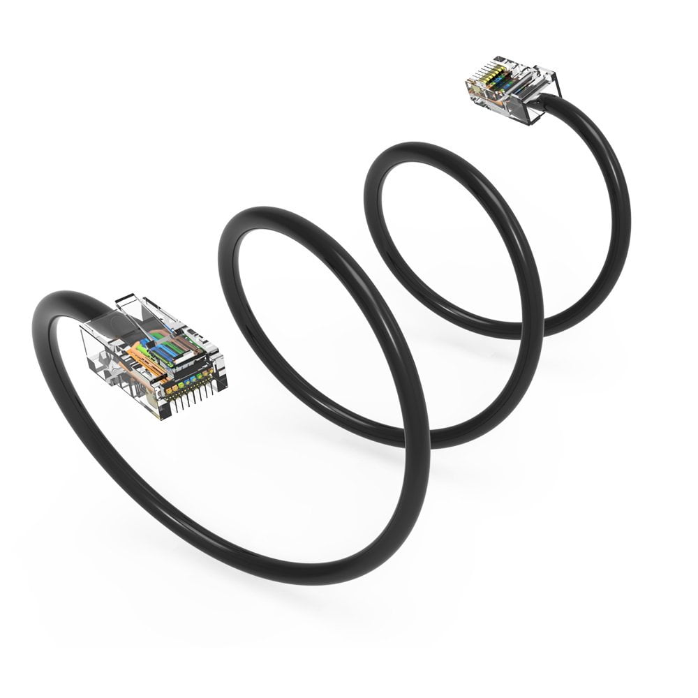 FireFold Cat5e Ethernet Patch Cable Black 4ft with Gold Plated RJ45 Connectors – 350 MHz High Performance Patch Cord – 4 UTP 24 AWG Stranded Copper Pure Conductors with PVC Jacket