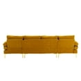 thumbnail image 5 of Sectional 4 Seater Sofa with 2 Chaise Lounge, 800lbs Load Golden Legs U-shape Chenille Upholstered Large Lounge Couch for Living Room Bedroom, 110.63x53.94x33.86inch, Musterd Yellow, 5 of 9