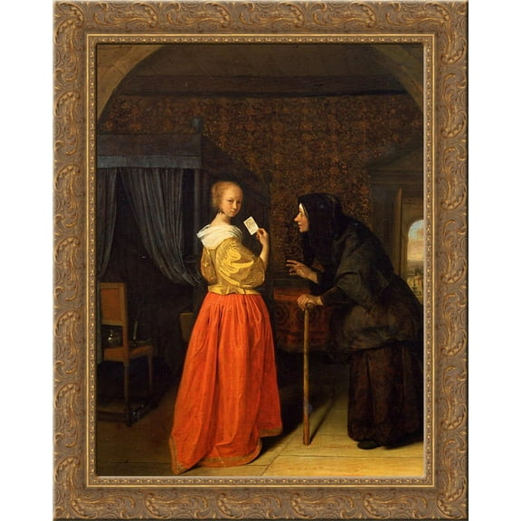 Bathsheba Receiving David s Letter 24x20 Gold Ornate Wood Framed Canvas Art by Jan Steen