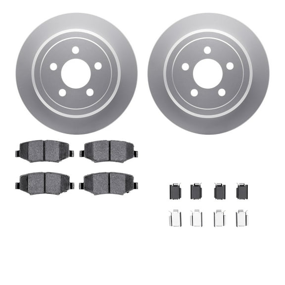 Dynamic Friction Company Rear Geospec Brake Rotors with 5000 Advanced Brake Pads includes Hardware 4512-42068
