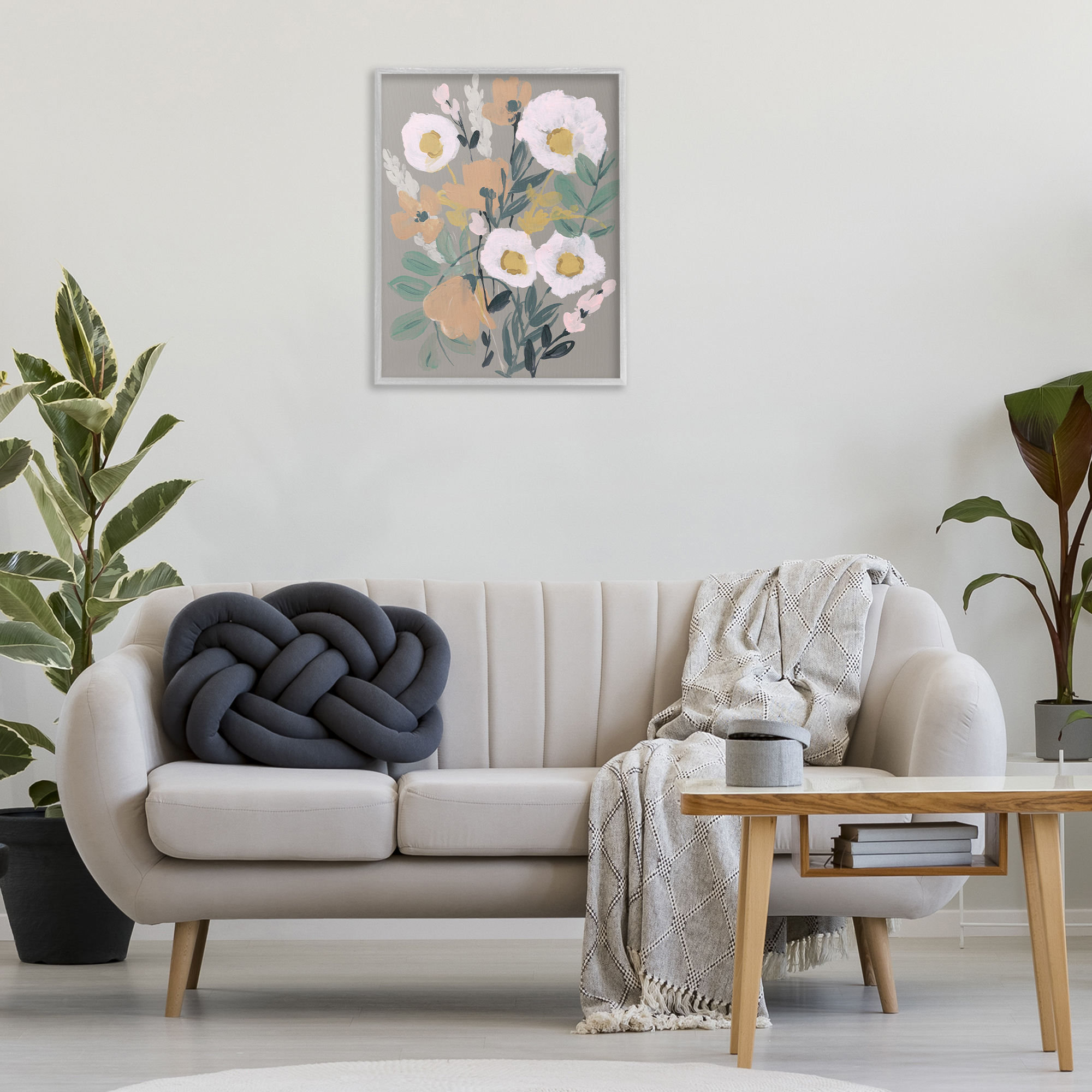 Stupell Industries Modern Poppies Collage Botanical & Floral Painting Gray Framed Art Print Wall Art, 24 x 30