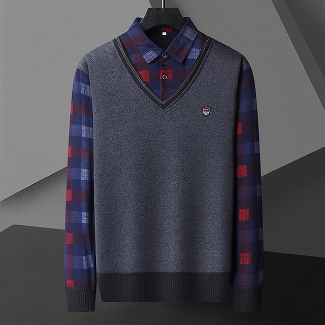 Blusa y camisa de manga larga con cuello vuelto para hombre, color liso, intensificación de patrón, cálida, con cuello vuelto, blusa de poliéster para hombre.