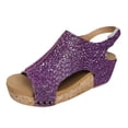 thumbnail image 1 of IUJSOY Womens Platform Wedge Sandals Comfortable Open Toe Cork Footbed Dressy Sparkly Summer Shoes, 1 of 9