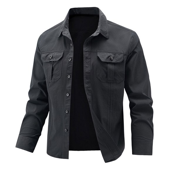 Men's Casual Stretchable Long Sleeve Button Up Shirt for Outdoor Hiking Daily Wear Comfortable Breathable Solid Color Big Size Mens Summer Lightweight Pullover Tee Shirts