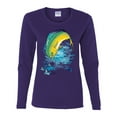 thumbnail image 2 of Mahi-Mahi Fish Catching Small Fish Animal Lover Womens Graphic Long Sleeve T-Shirt, Purple, Small, 2 of 3