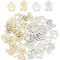 1Box 40pcs 2 Style Golden and Stainless Steel Color Cute Dog Pendants Dog Paw Print Charms Pet Footprint Pendants Animal Charms for Jewelry Making Craft