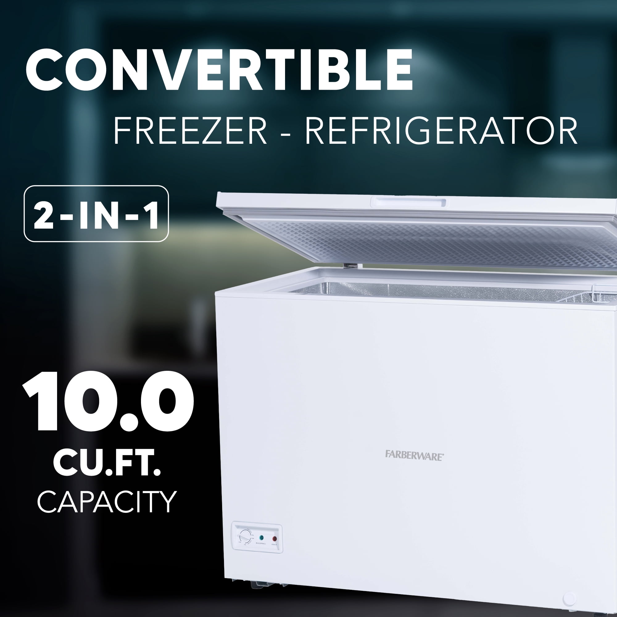 Farberware 10.4 Cu Ft Chest Freezer White - spacious, energy-efficient freezer ideal for bulk food storage in homes, garages, and basements