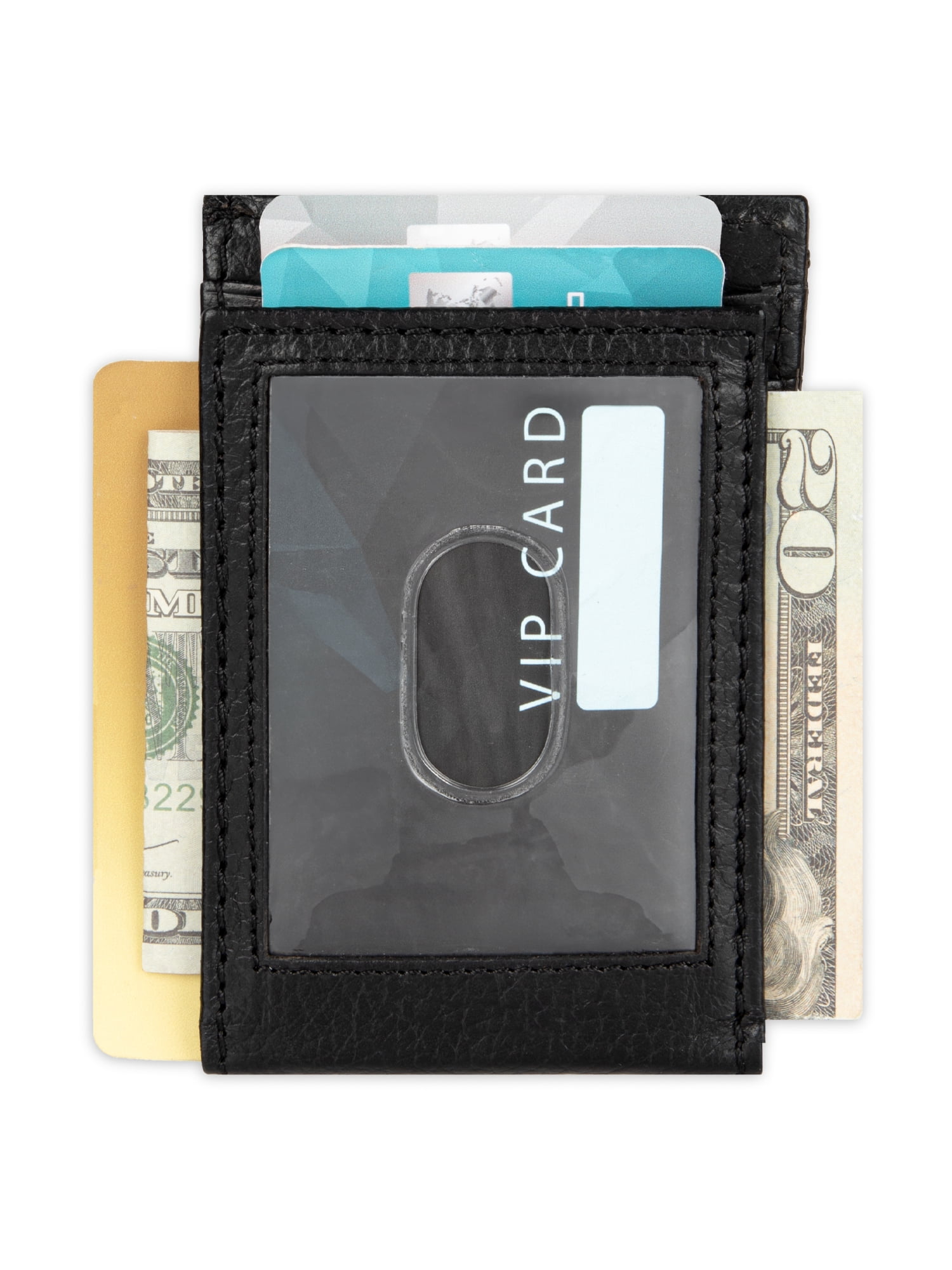 Genuine Dickies Men's Slim Magnetic Front Pocket Wallet, Black