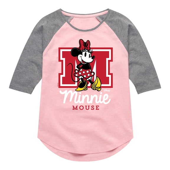 Disney - Minnie Mouse - Collegiate M - Toddler & Youth Girls Raglan Graphic T-Shirt