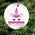 thumbnail image 2 of DistinctInk Hanging Ceramic Christmass Tree Ornament with Gold String - Great Gift / Present - 2 3/4 inch diameter - Beach Please I'm a Unicorn, 2 of 2