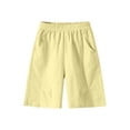 thumbnail image 2 of Amidoa Elastic Waist Girl Shorts Wide Leg With Pockets High Waisted Summer Casual Baggy Shorts,Yellow,4-5 Years, 2 of 7