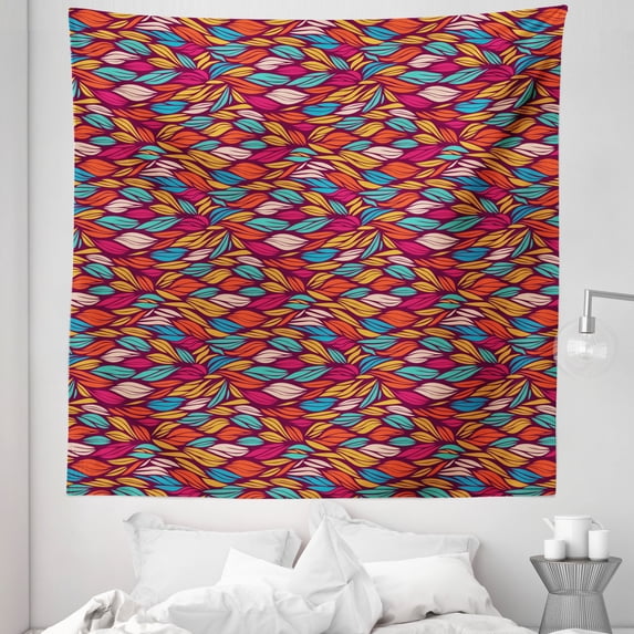 Colorful Tapestry, Abstract Funky Art Pattern with Waves in Warm Colors Striped Continuing Elements, Fabric Wall Hanging Decor for Bedroom Living Room Dorm, 5 Sizes, Multicolor, by Ambesonne