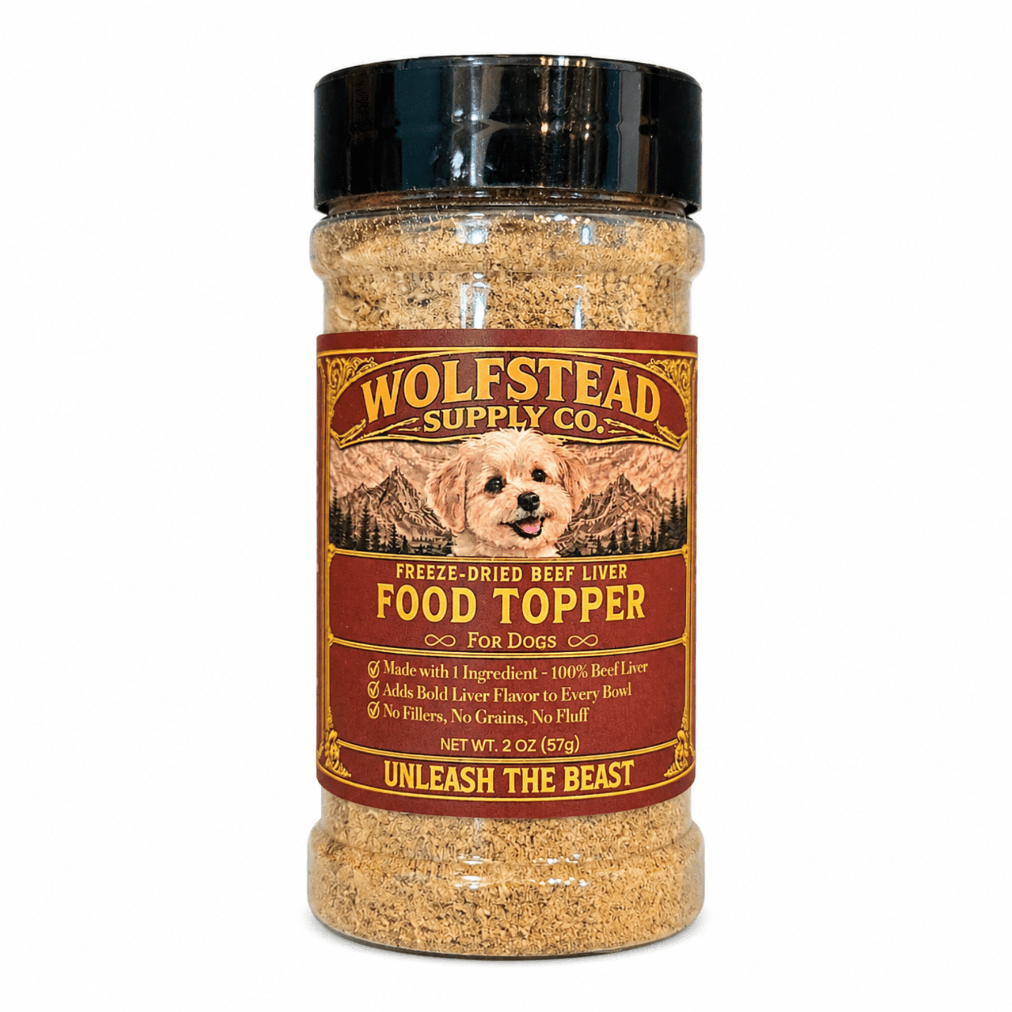Wolfstead Supply Co. Beef Liver Dog Food Topper, Freeze-Dried, Single Ingredient, 2oz